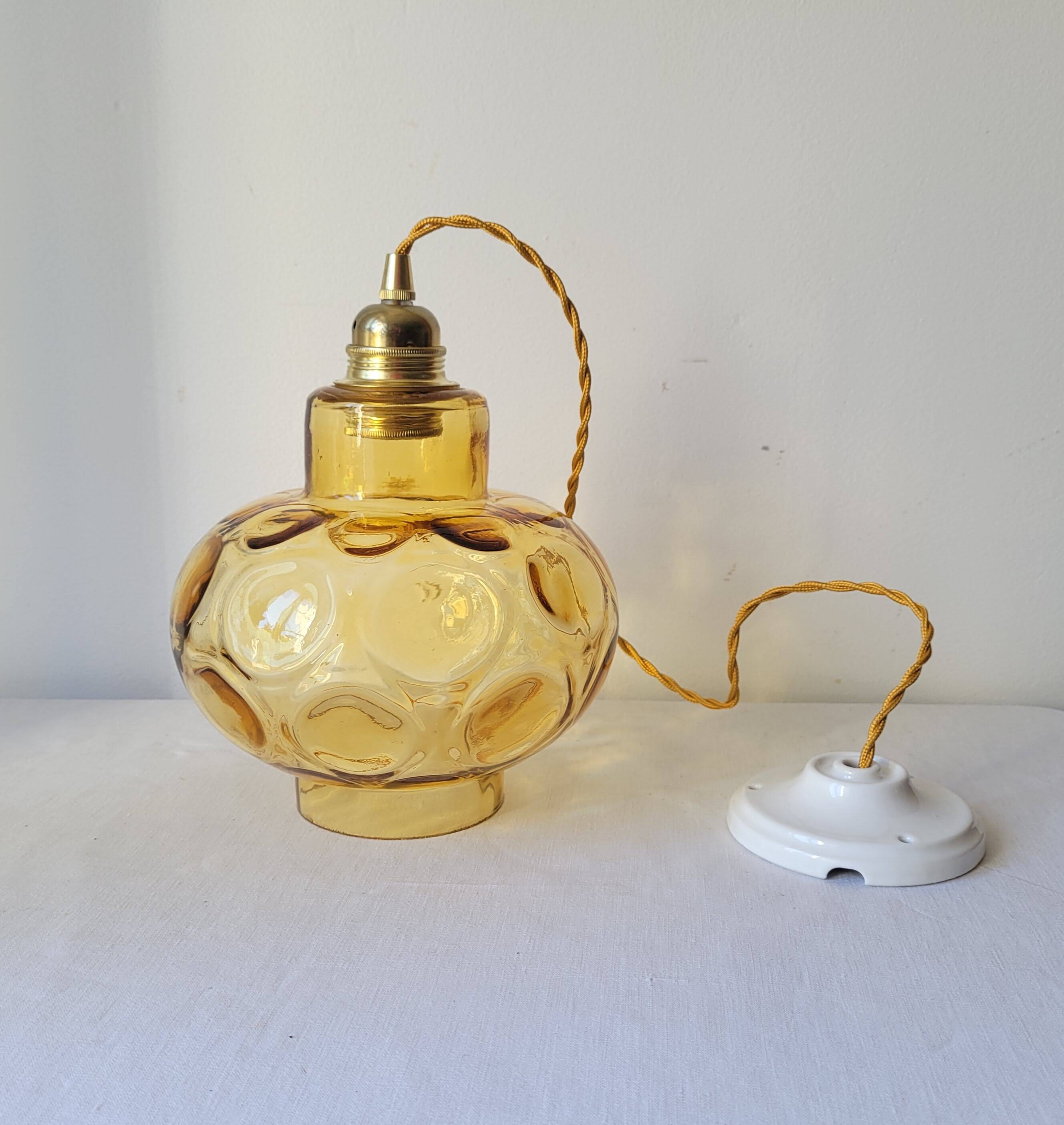 Faceted glass pendant light