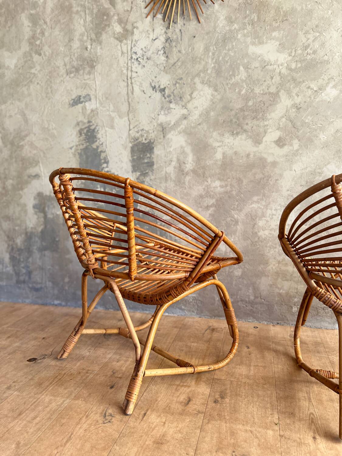 Pair of rattan armchairs