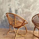 Paire de fauteuils en rotin