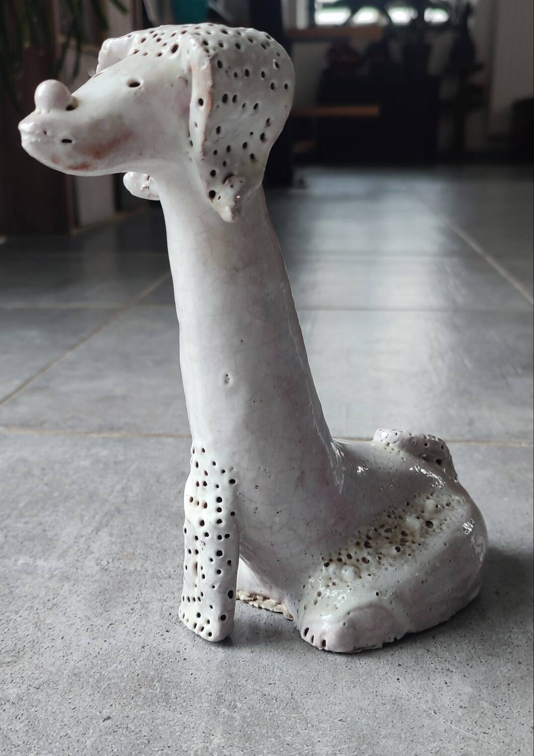 Antique zoomorphic sculpture in glazed terracotta