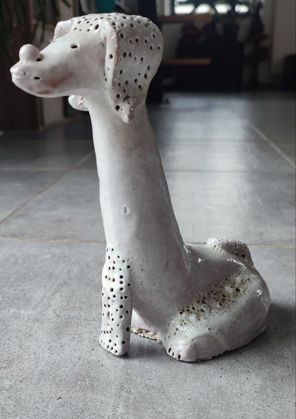 Ancienne sculpture zoomorphe terre cuite vernissée