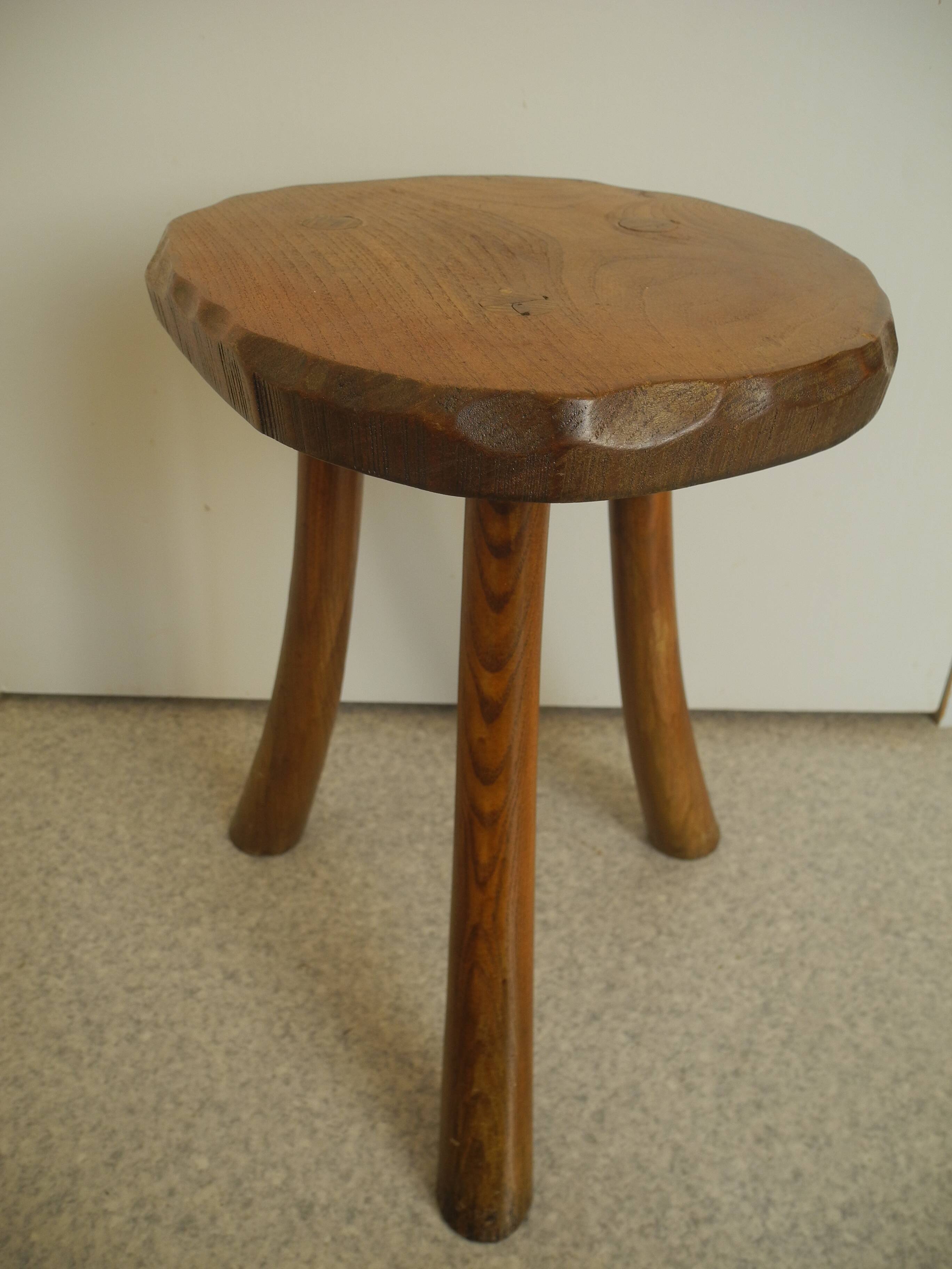vintage wooden stool brutalist decor plant stand