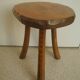 vintage wooden stool brutalist decor plant stand
