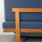 Norwegian daybed sofa in teak and blue fabric "svanette" by Ingma Relling, 1960s