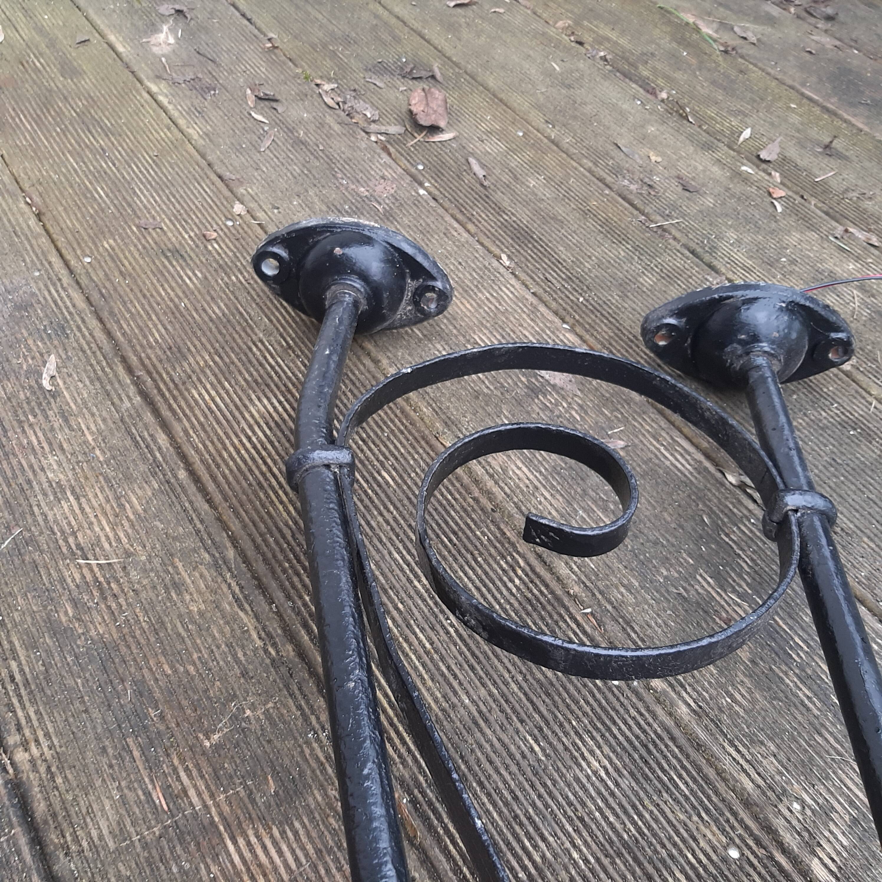 large wrought iron gallows lamp