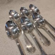 6 silver-plated soup spoons, Christofle Albi silversmith, 20.6cm
