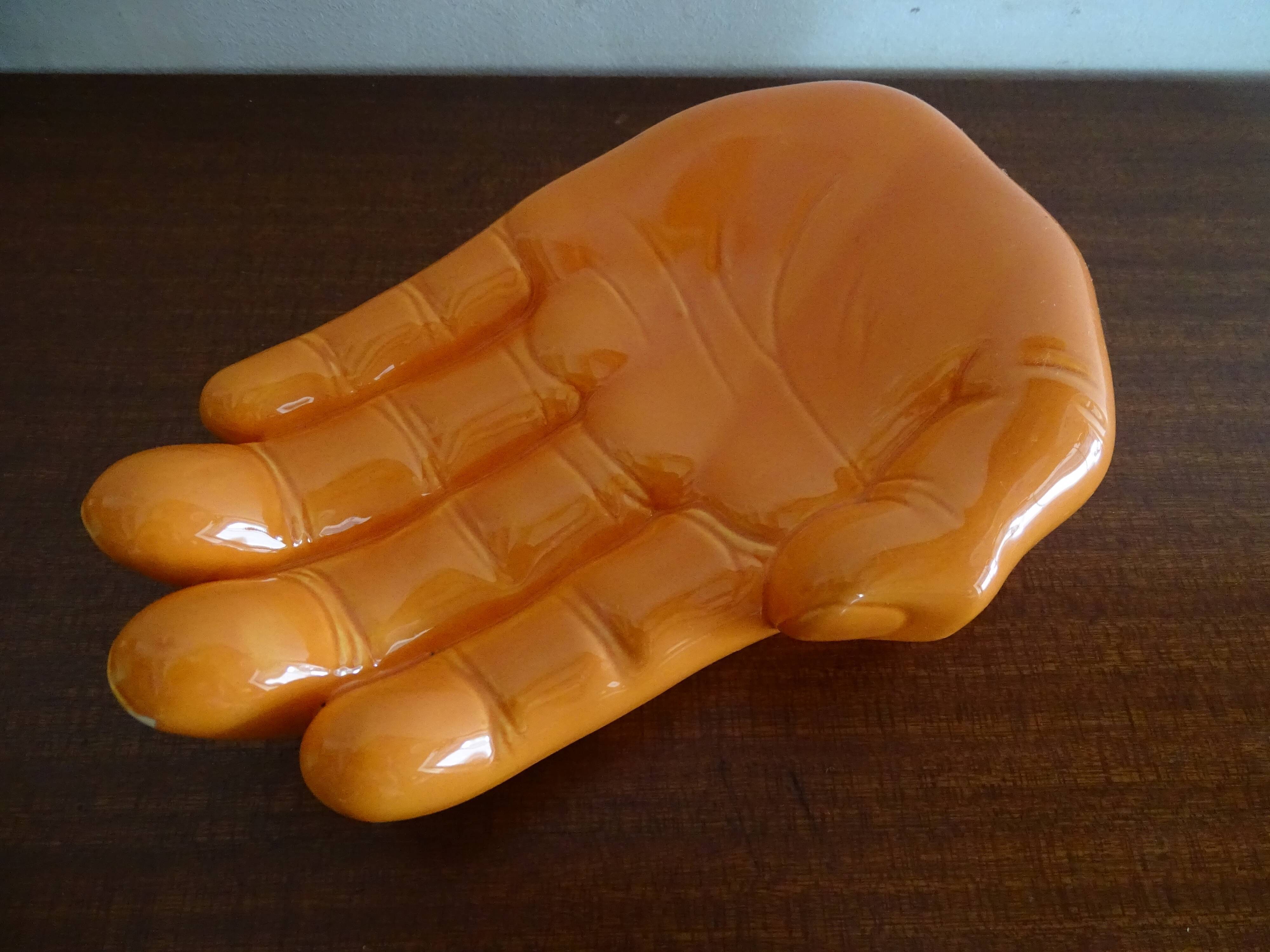Empty pocket hand vintage ceramic orange