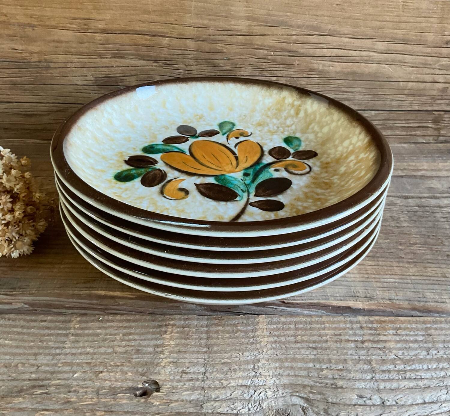6 vintage Boch La Louvière “Corfou” soup plates