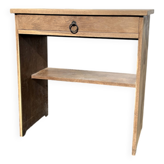 Console - table d'appoint ancienne en bois massif avec tiroir