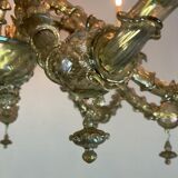 Rezzonico Venetian Lustre In Murano Glass Mordoré With Green Reflections, 10 Bras Of Light