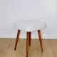 White-cream square stool Ivory vintage PRL 1970s