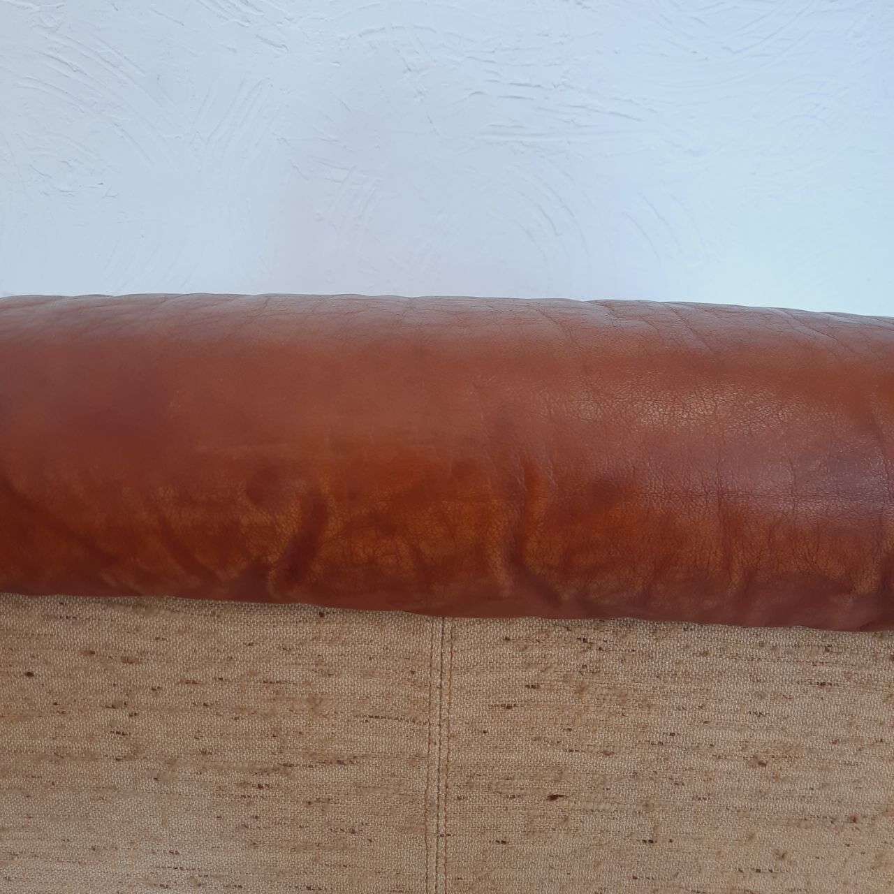 Four vintage armchairs, leather and fabric, 70s