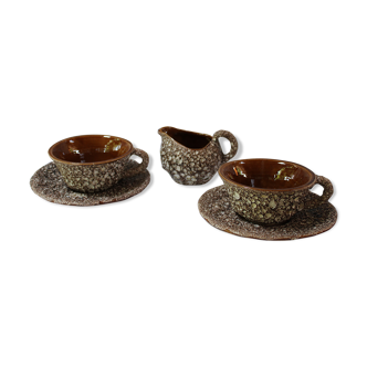 Duo breakfast and milk pot or creamer Vallauris Fat lava sea foam