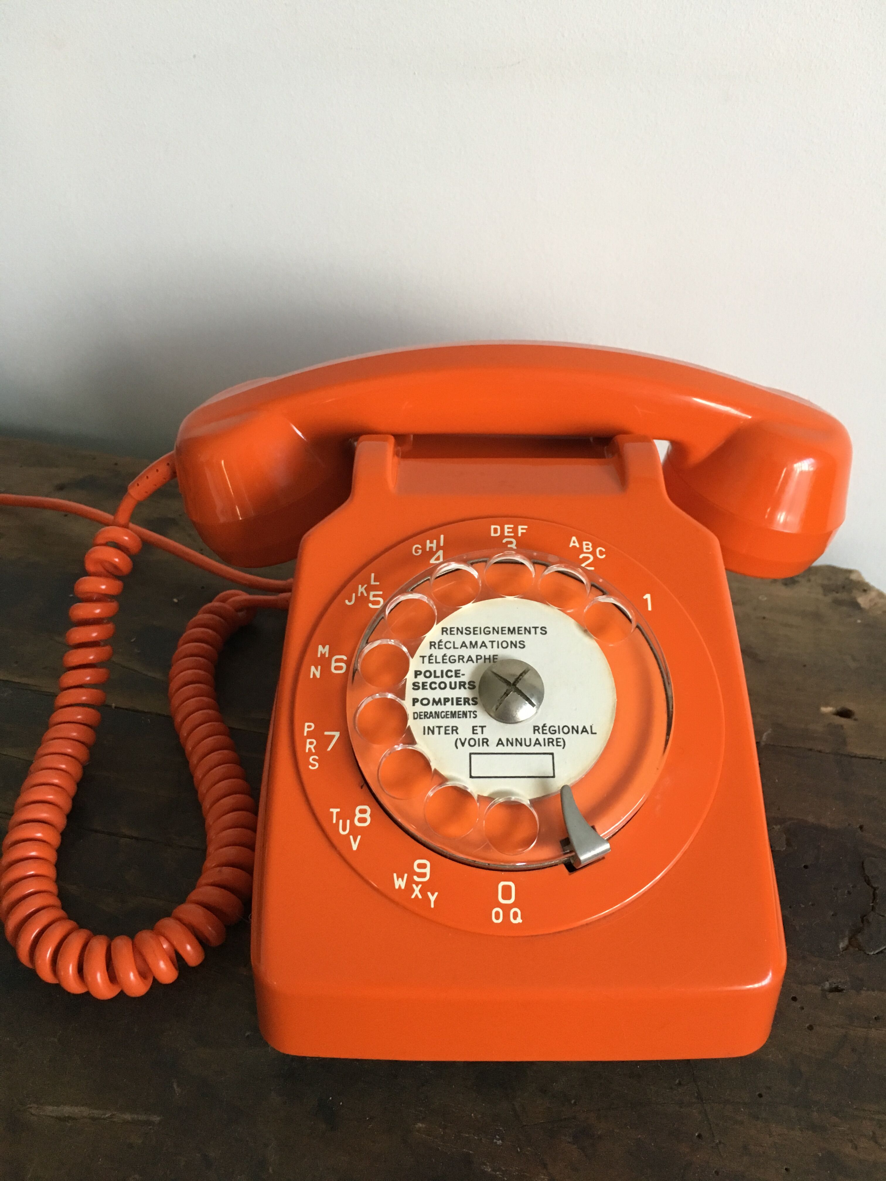 S63 orange vintage rotary phone