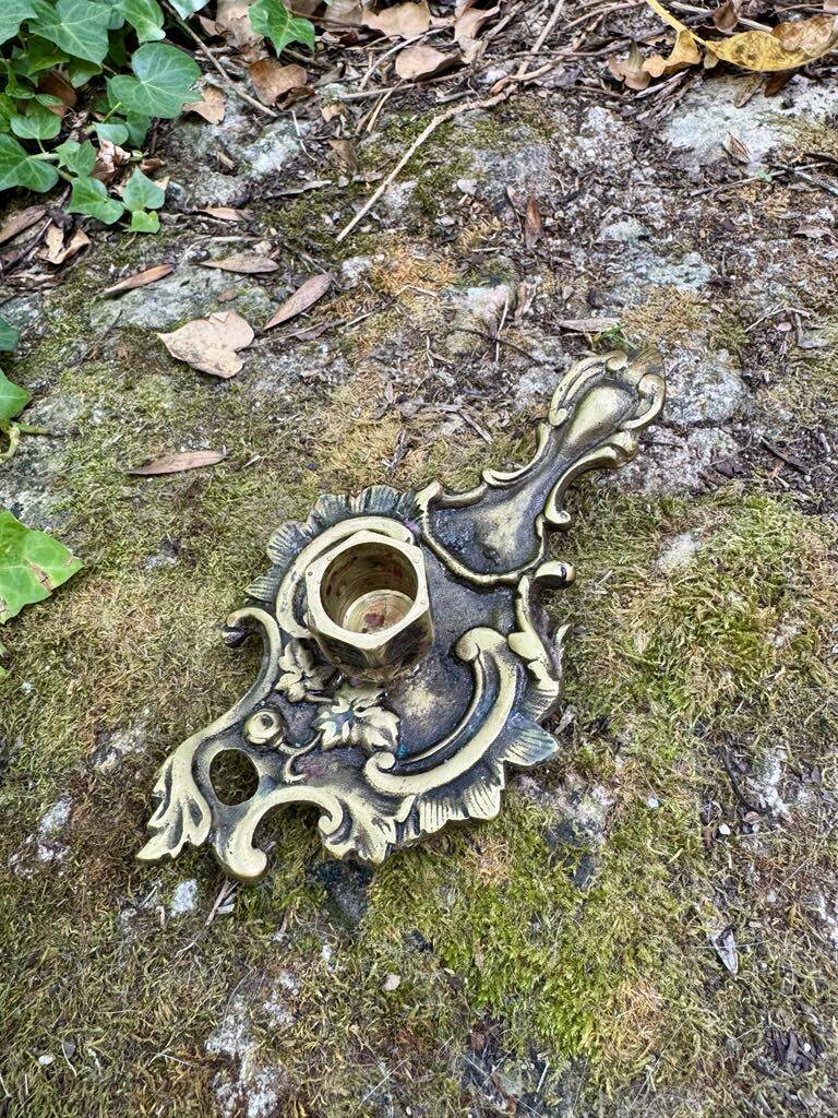 Art Deco brass candle holder