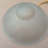 Art Deco ceiling lamp/chandelier in white pressed molded glass in working order