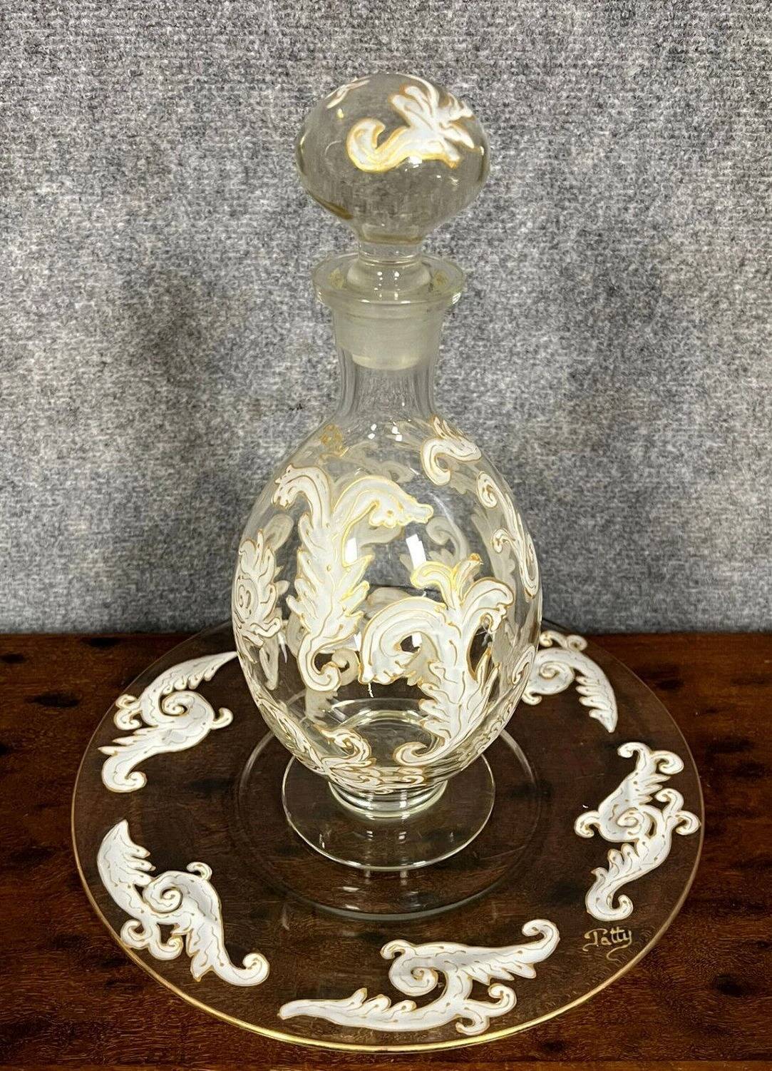 Luxurious crystal carafe and tray set / Murano - Baccarat - Saint L