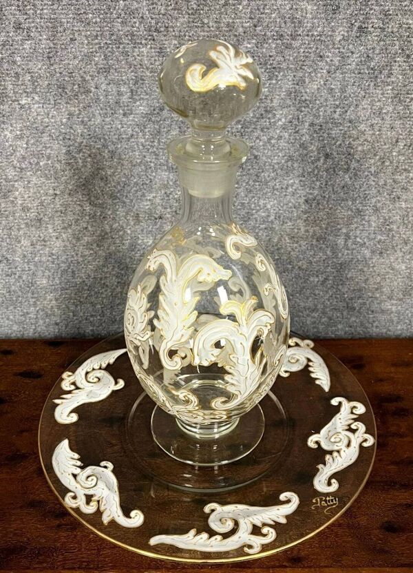 Luxueux ensemble carafe et plateau en cristal / Murano - Baccarat - Saint L