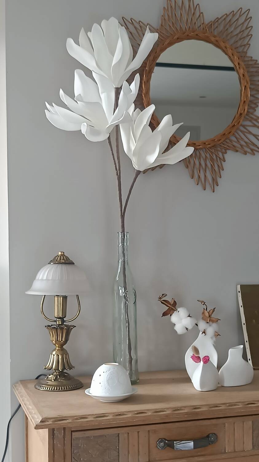 Vintage lamp in metal with brass finish and frosted opaline glass – 2 available