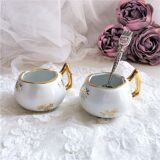 Paire de salerons salières en porcelaine de Luxe de France