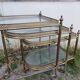 Set of nesting brass and glass serving trolleys