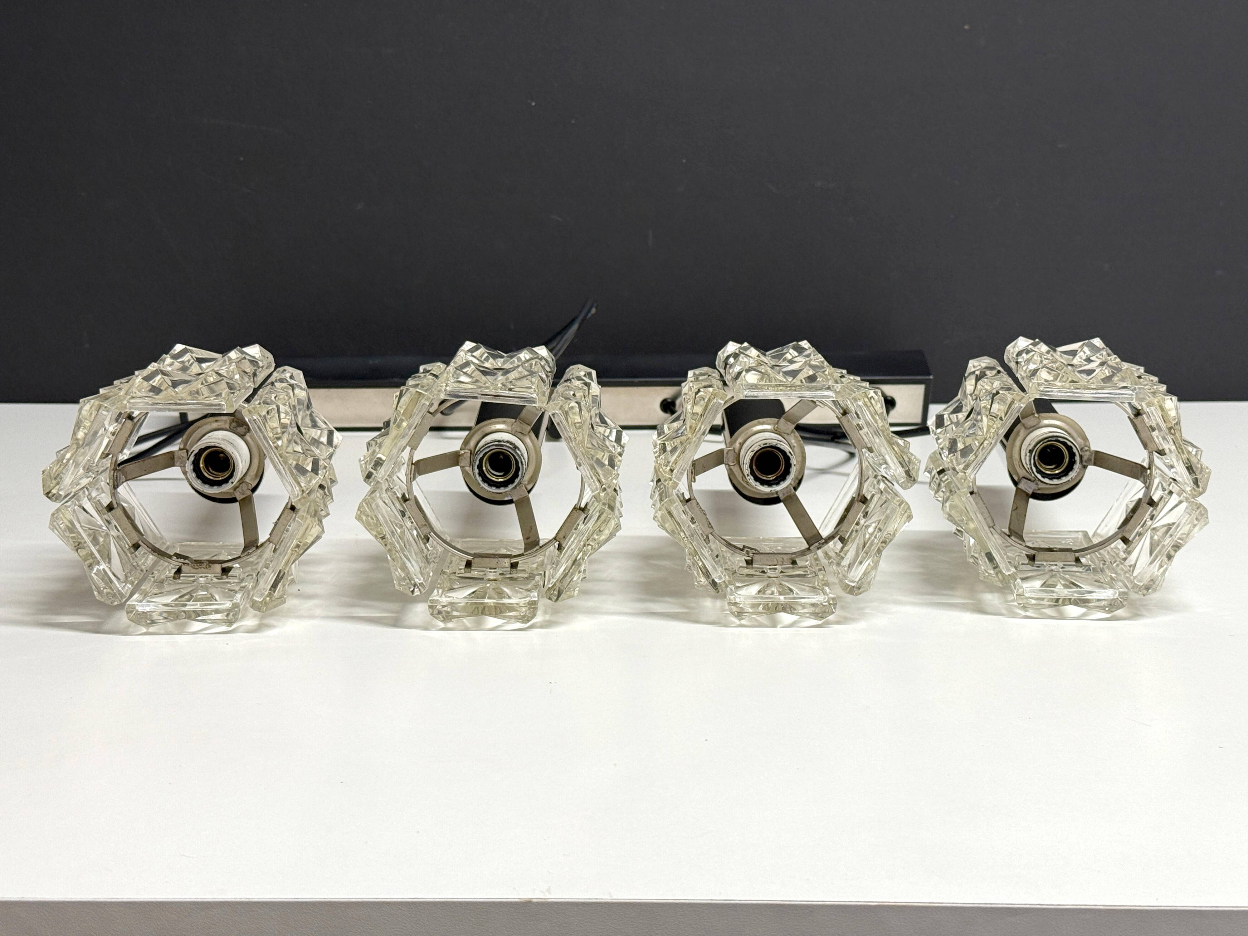 Old Vintage 4-Light Suspension Light Fixture Kinkeldey Style 60's 70's