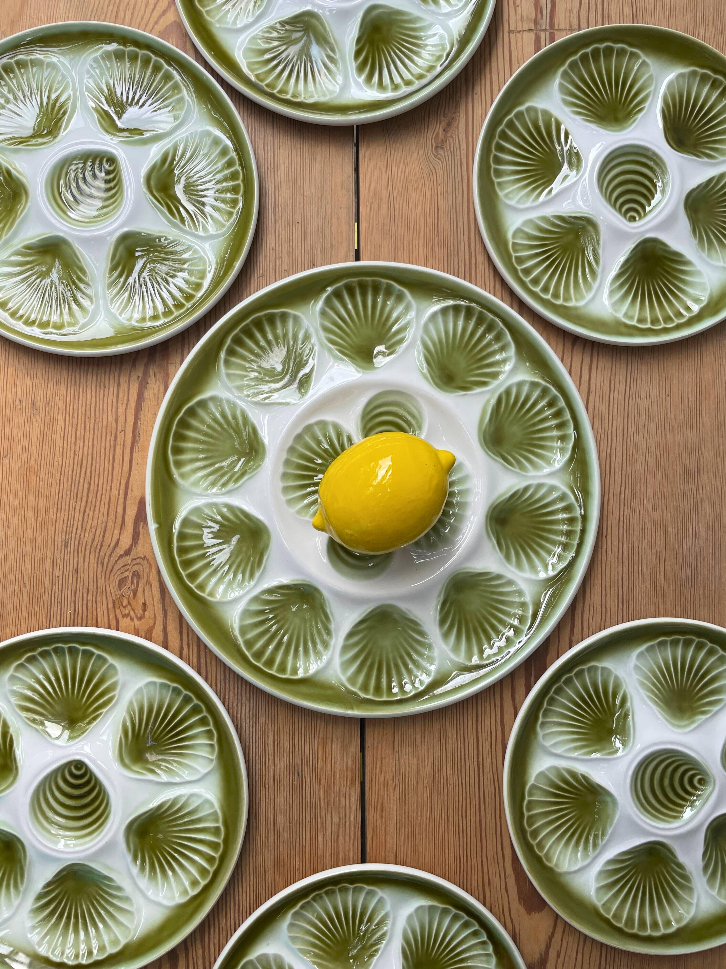 Barbotine oyster plates and dish