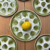 Assiettes et plat à huitres barbotine