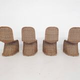 Set of four rattan S-chairs