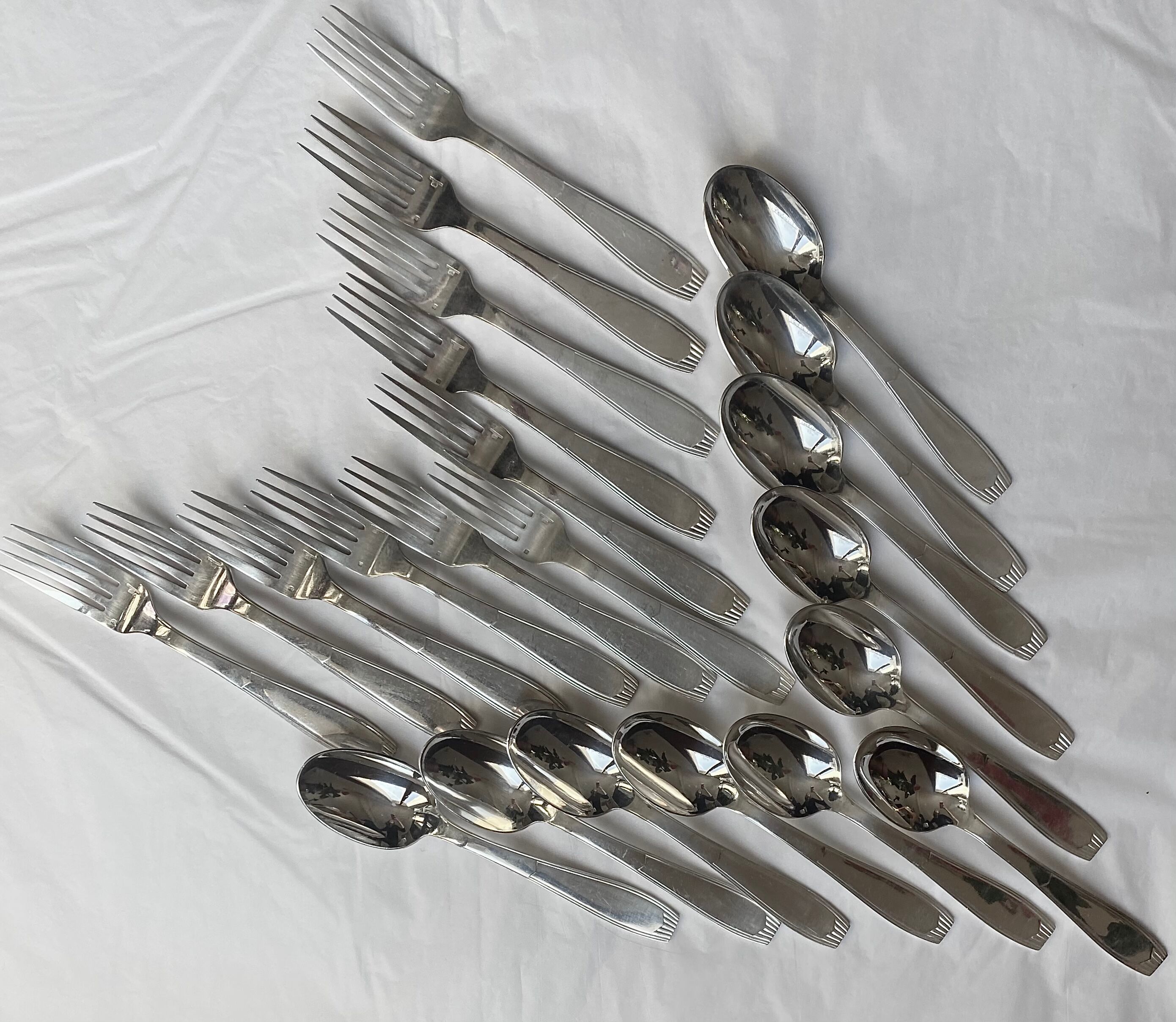 Christofle cutlery set - 11 fourchettes de table et 11 cuillères à soupe - Art déco - Métal argenté