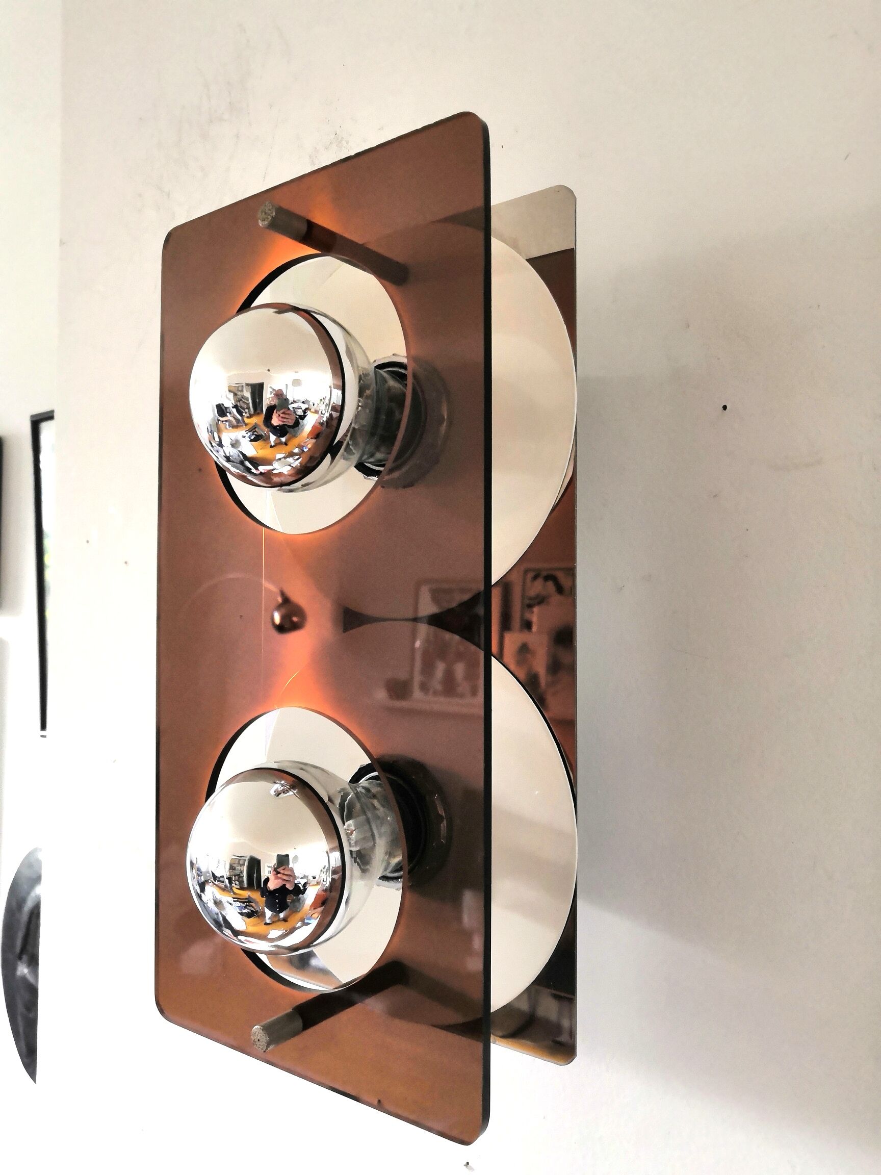 Double "disco" wall lamp by Jocelyne Trocmé for Oxar design 70s