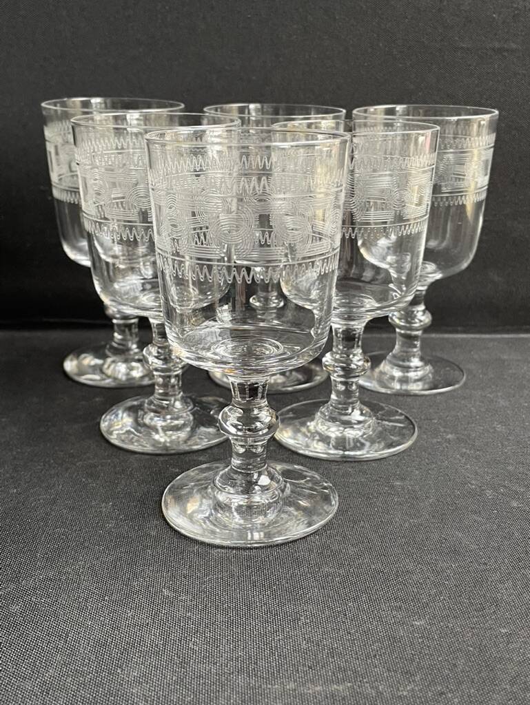 6 Baccarat port glasses engraving 3458