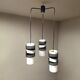 Suspension à trois lumières en métal et verre opalin, années 1960