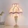 Vintage pink Victorian table lamp – fabric shade, fringes