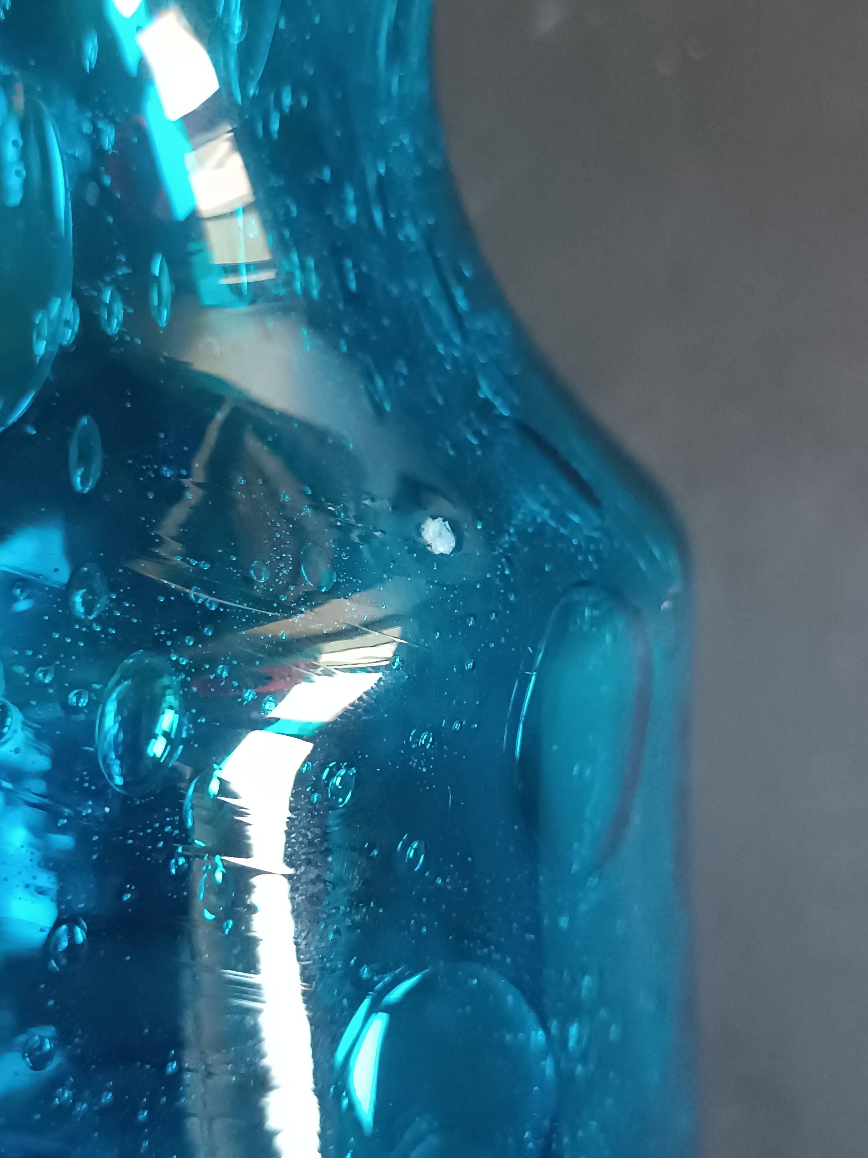 Blue bubbled glass vase Top Design Italy 1970