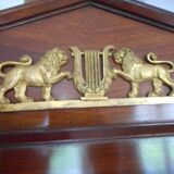 miroir psyché Empire Acajou pattes de lion et ornements bronze lions
