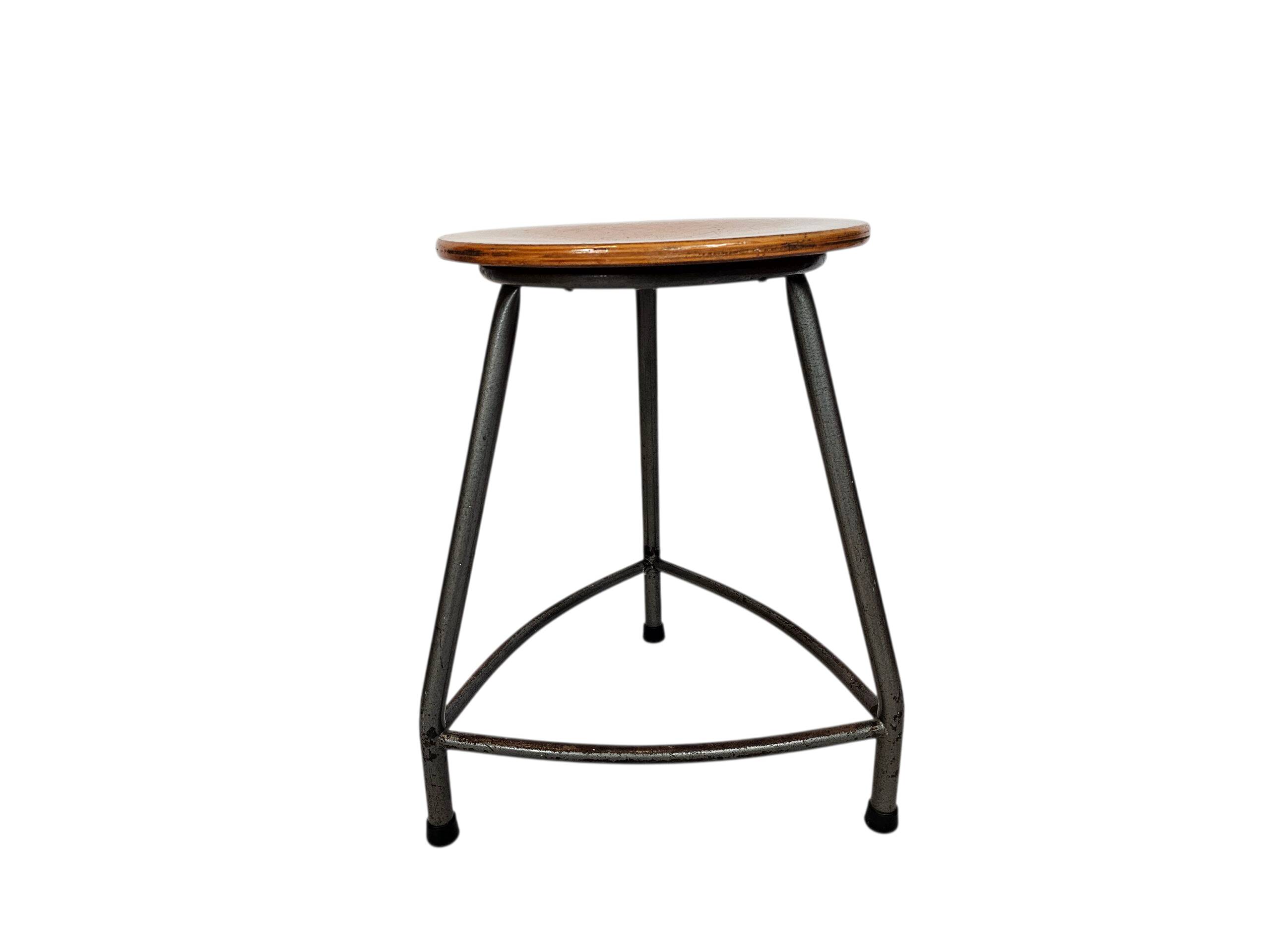 Ahrend De Cirkel - Industrial - Stool - Wood - Metal - 60s