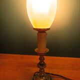 Bedside lamp candle holder gold metal base tulip frosted glass