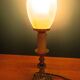 Bedside lamp candle holder gold metal base tulip frosted glass