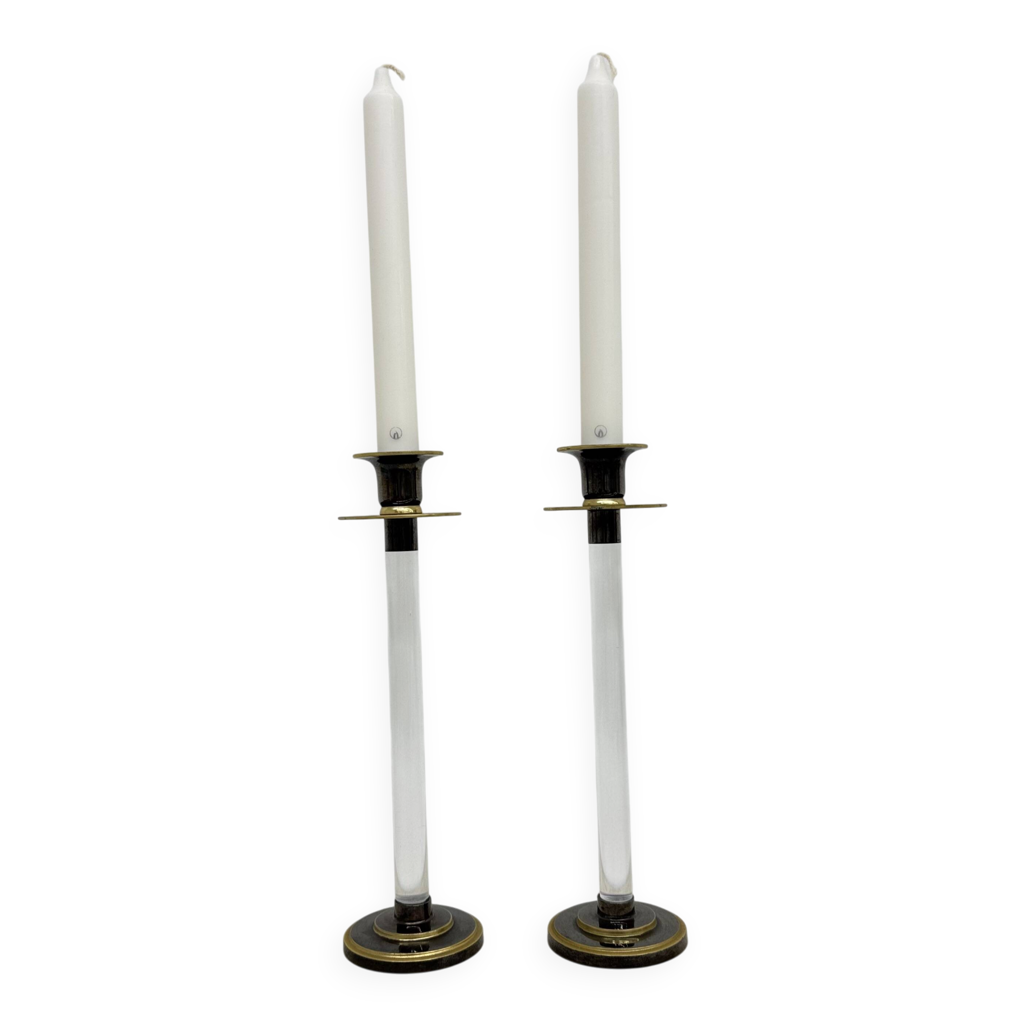 Set of 2 Caravell lucite candle sticks, 1970’s