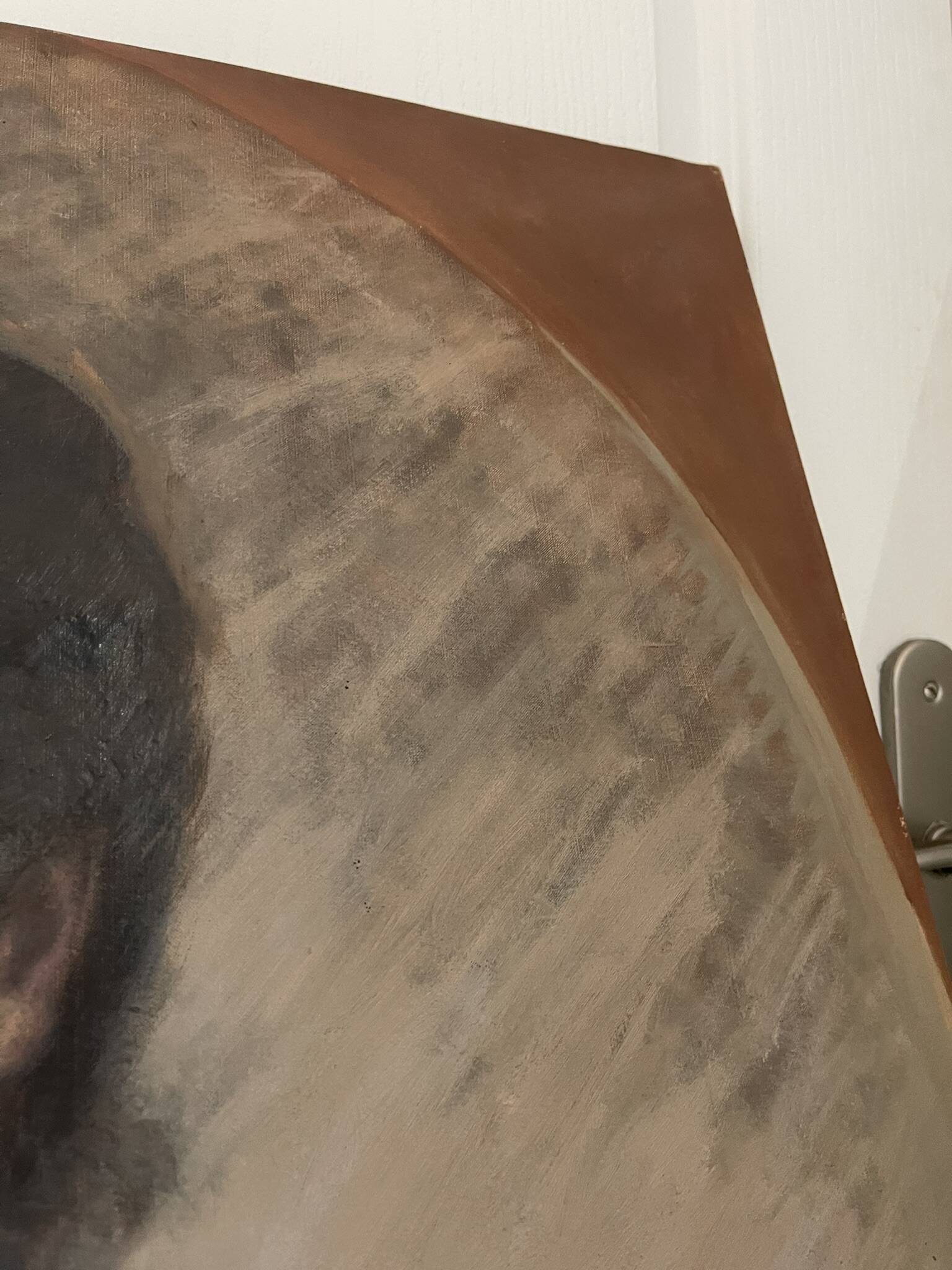 Tableau peinture huile toile portrait femme robe dentelle xixème 19ème merl