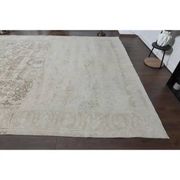 1970s Vintage Persian Handmade Wool Cotton Beige Area Rug 285x370