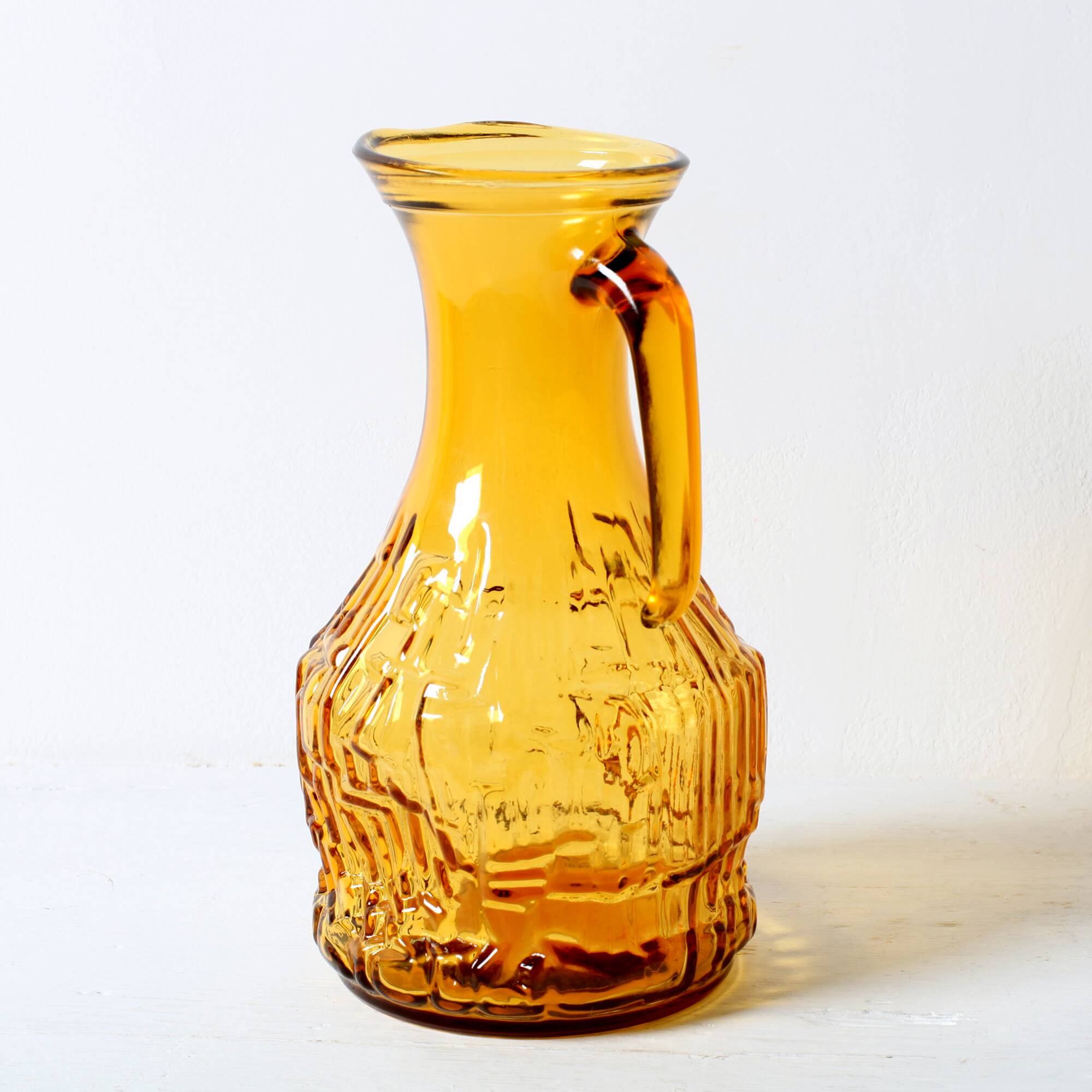 Vintage Designer Italian Amber Glass Pitcher / Mid-century Jug / 1970s