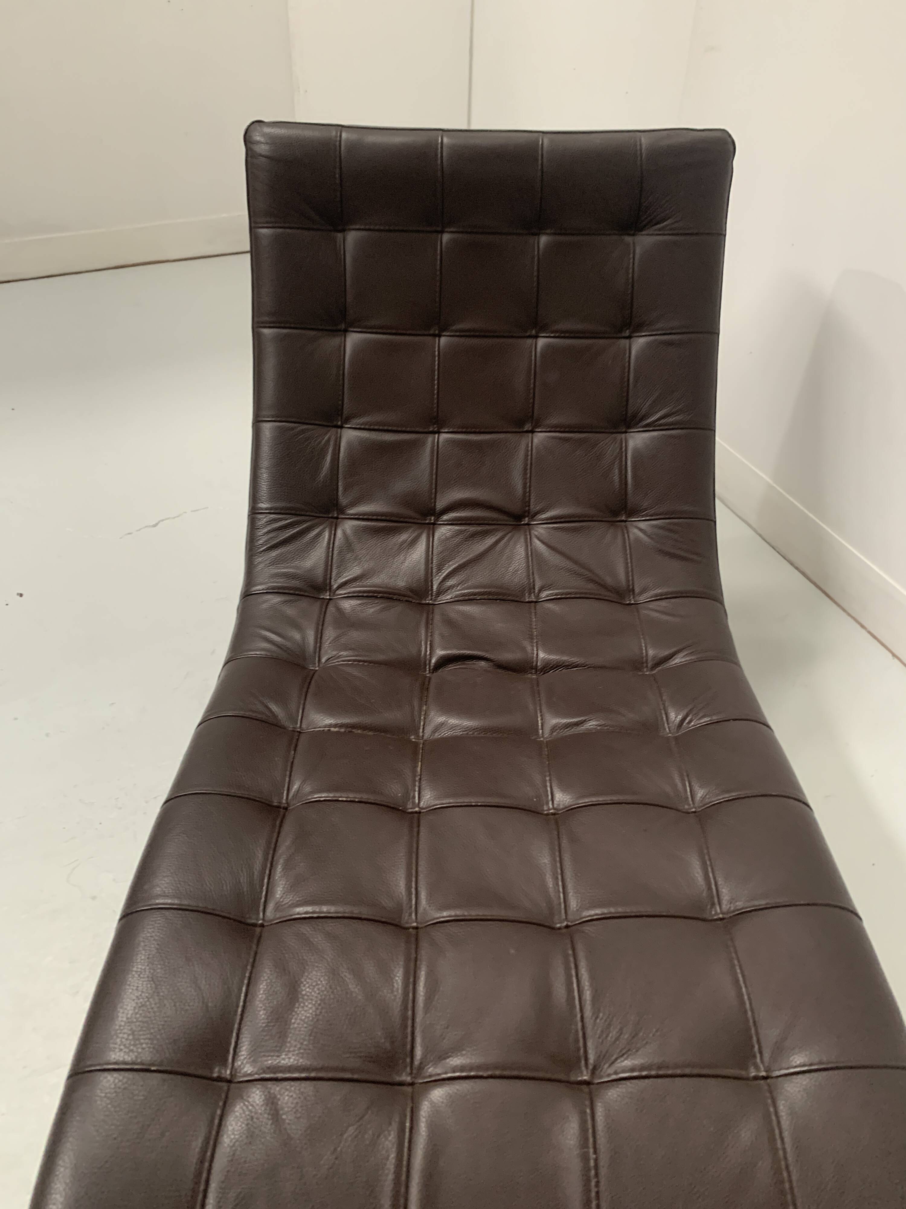 20th century black leather checkerboard relaxation bench