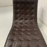 20th century black leather checkerboard relaxation bench