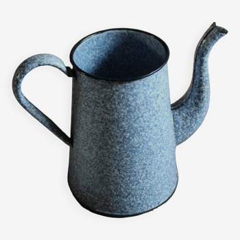 Cafetière broc tôle émaillée bleu chiné