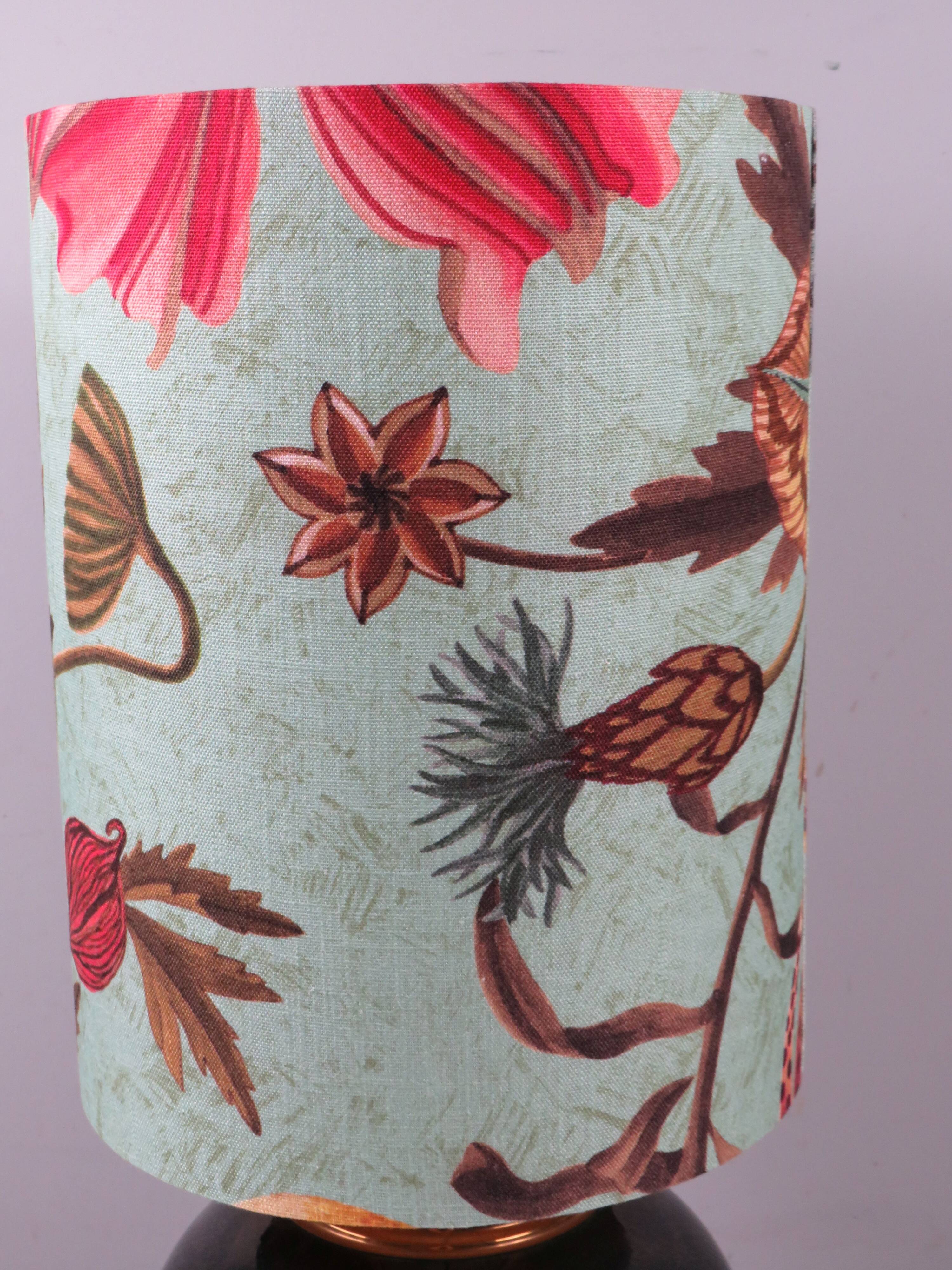 Vintage table lamp signed Louis Drimmer, glazed ceramic & lampshade