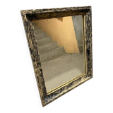 Vintage black and white wooden mirror