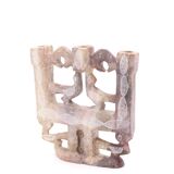 Moroccan candle holder decorated with carved stone birds, 1970s