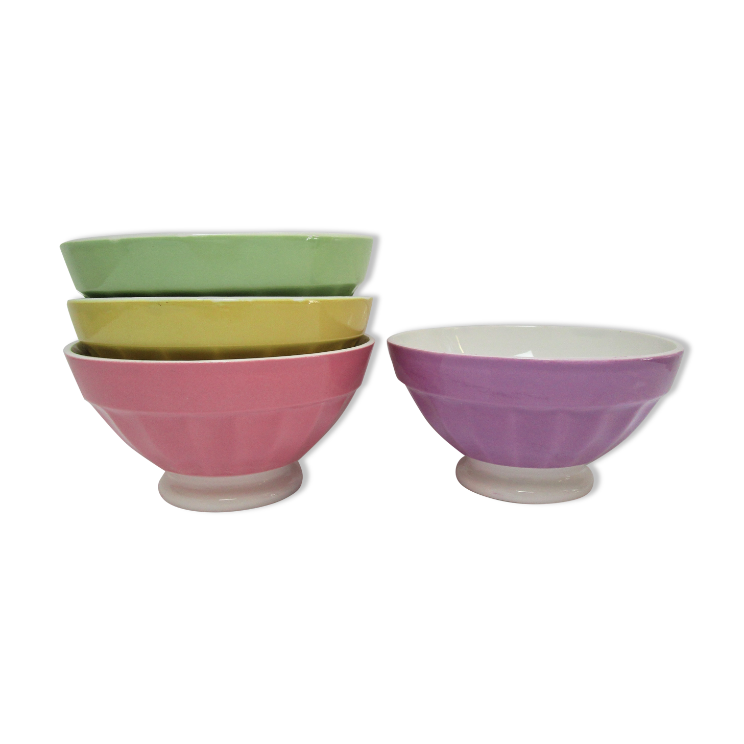 Quatre bols Digoin Sarreguemines tons pastel anciens